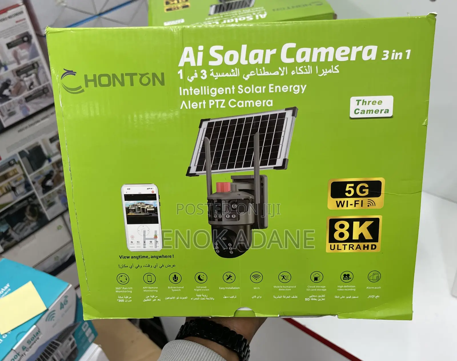 Honton Triple Lens 360 Degrees and Solar Panel Security Camera
