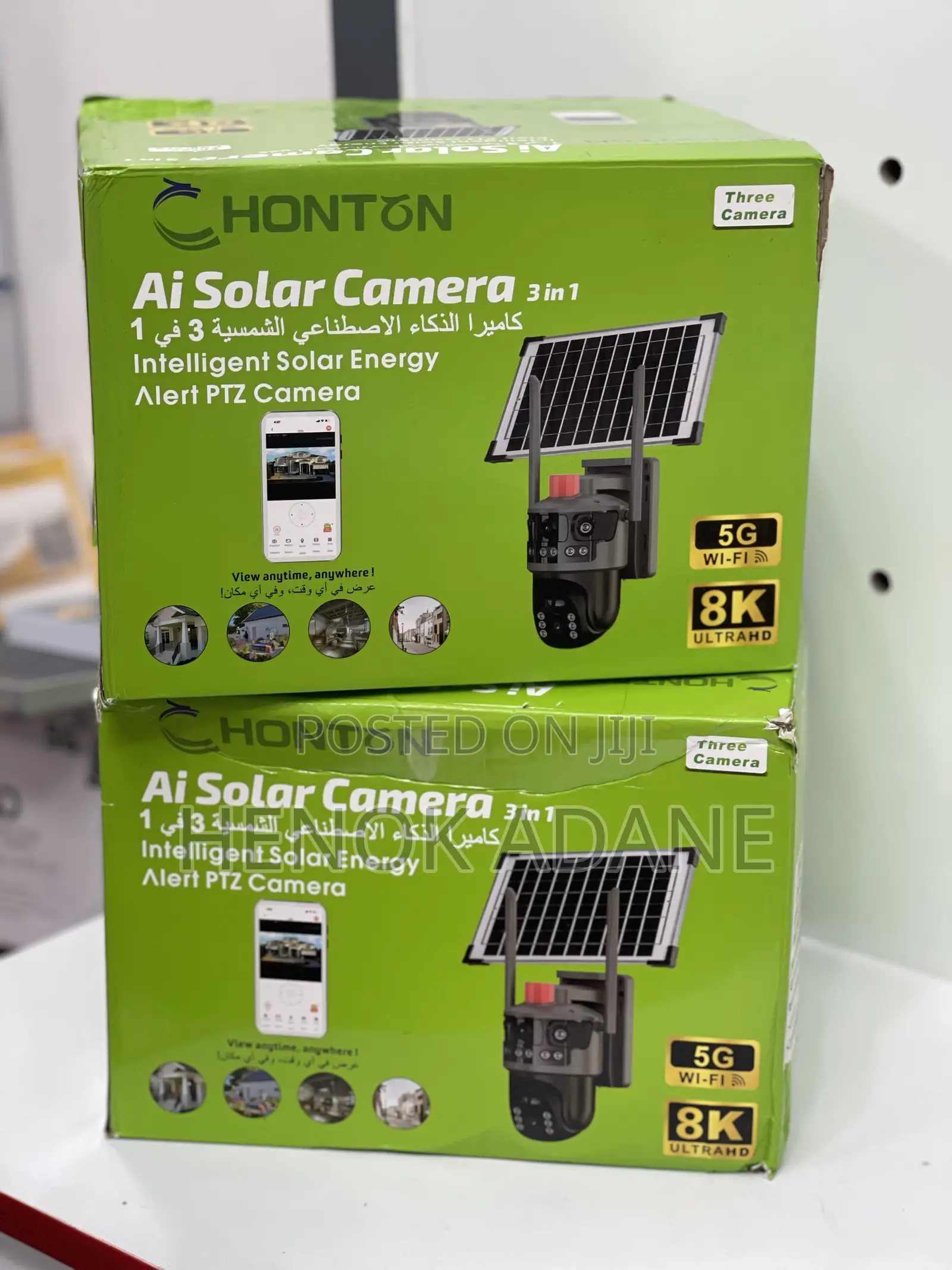 Honton Triple Lens 360 Degrees and Solar Panel Security Camera