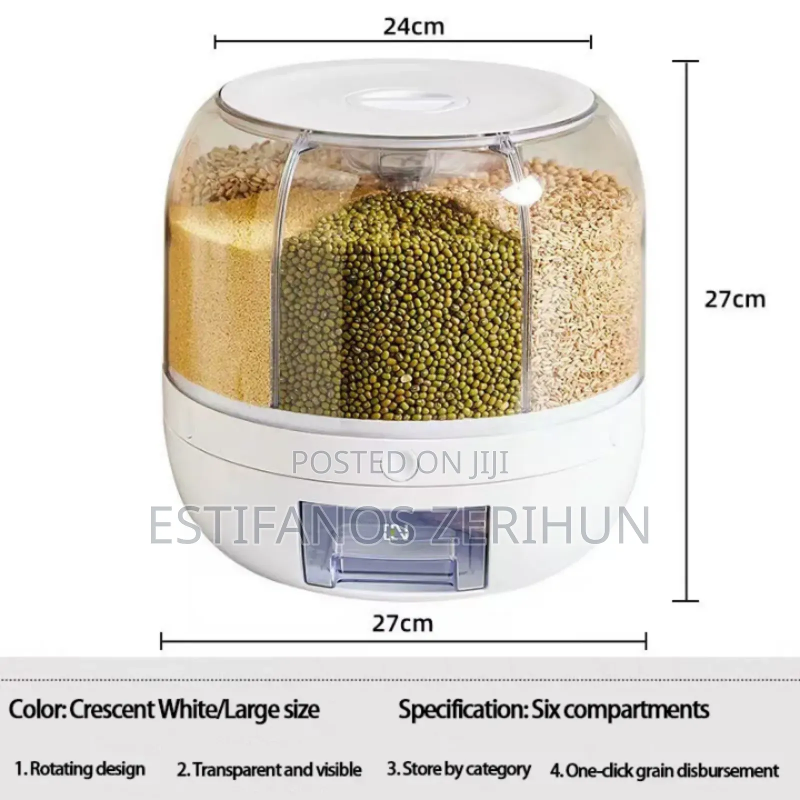 360° Rotating Rice Barrel