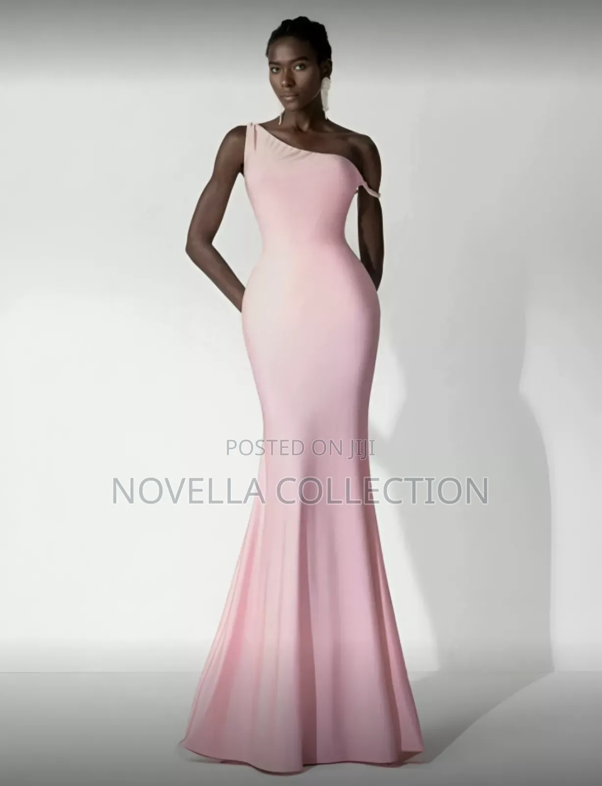 Elegant Asymmetric Neckline Mermaid Hem Pink Wedding Dress