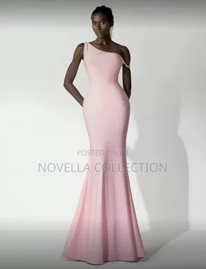 Elegant Asymmetric Neckline Mermaid Hem Pink Wedding Dress