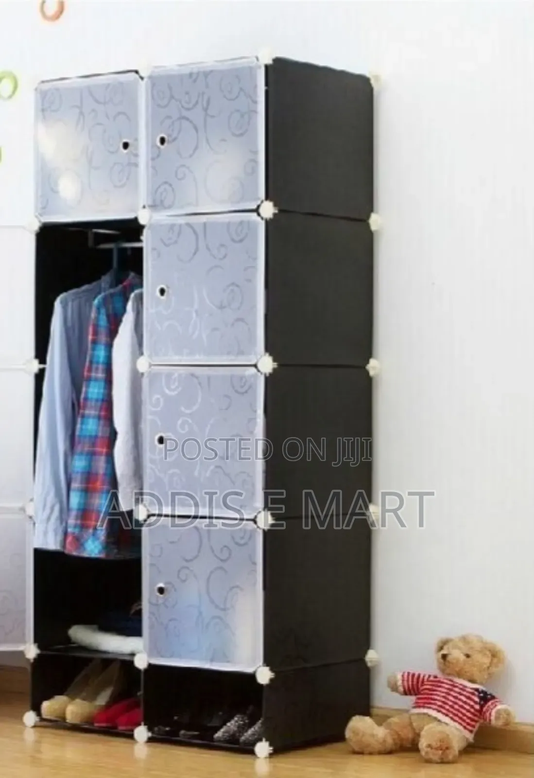 Plastic and Metal Cubic Cloth Cabinet