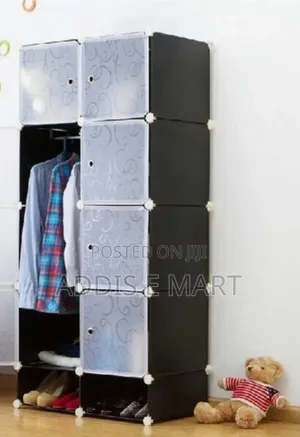 Plastic and Metal Cubic Cloth Cabinet