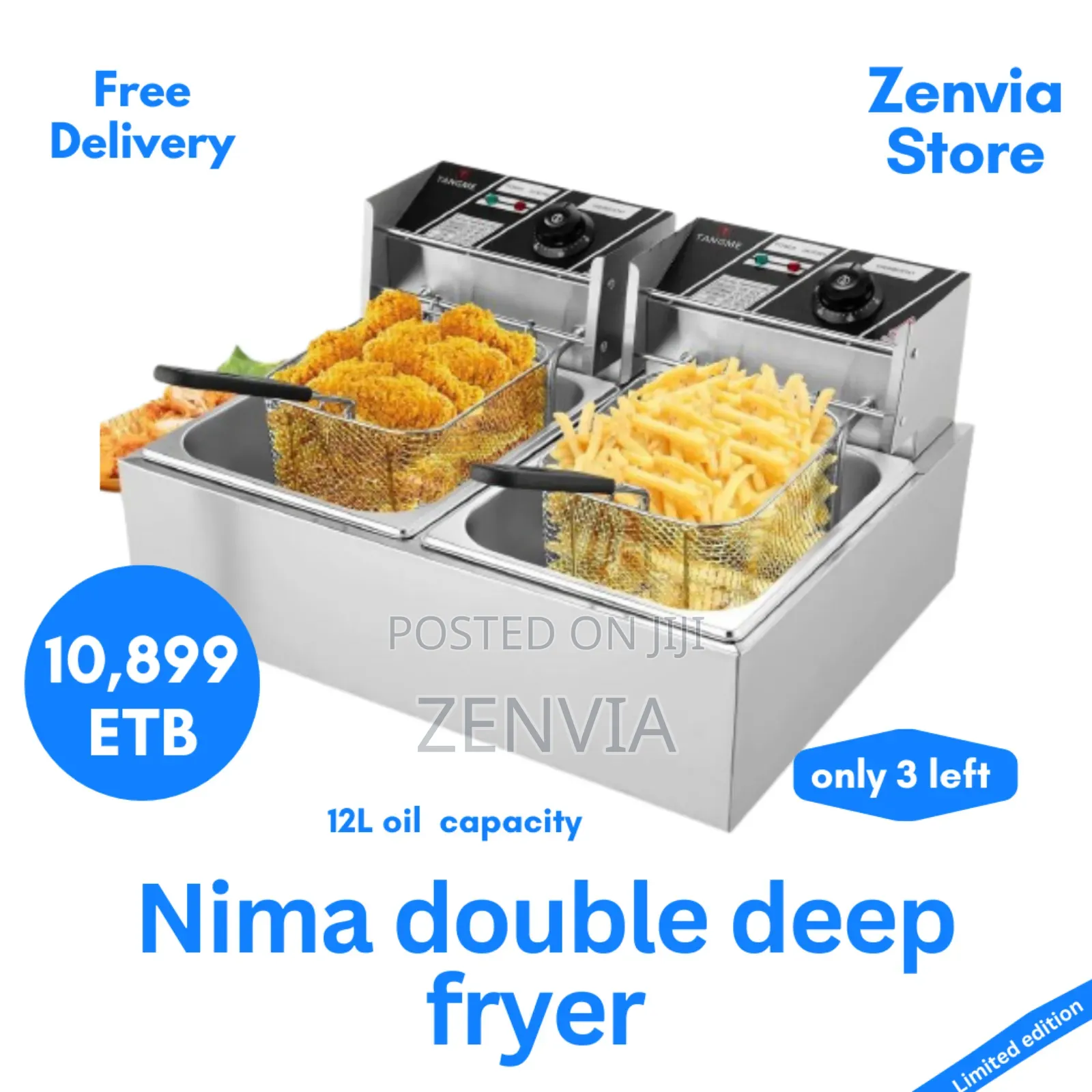Nima Double Deep Fryer /🔴Free Delivery