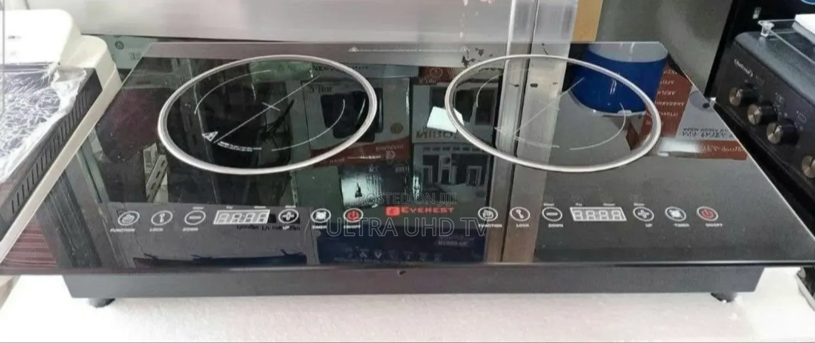 Everest Dual-Burner Induction Cooktop. It Features Two Independent