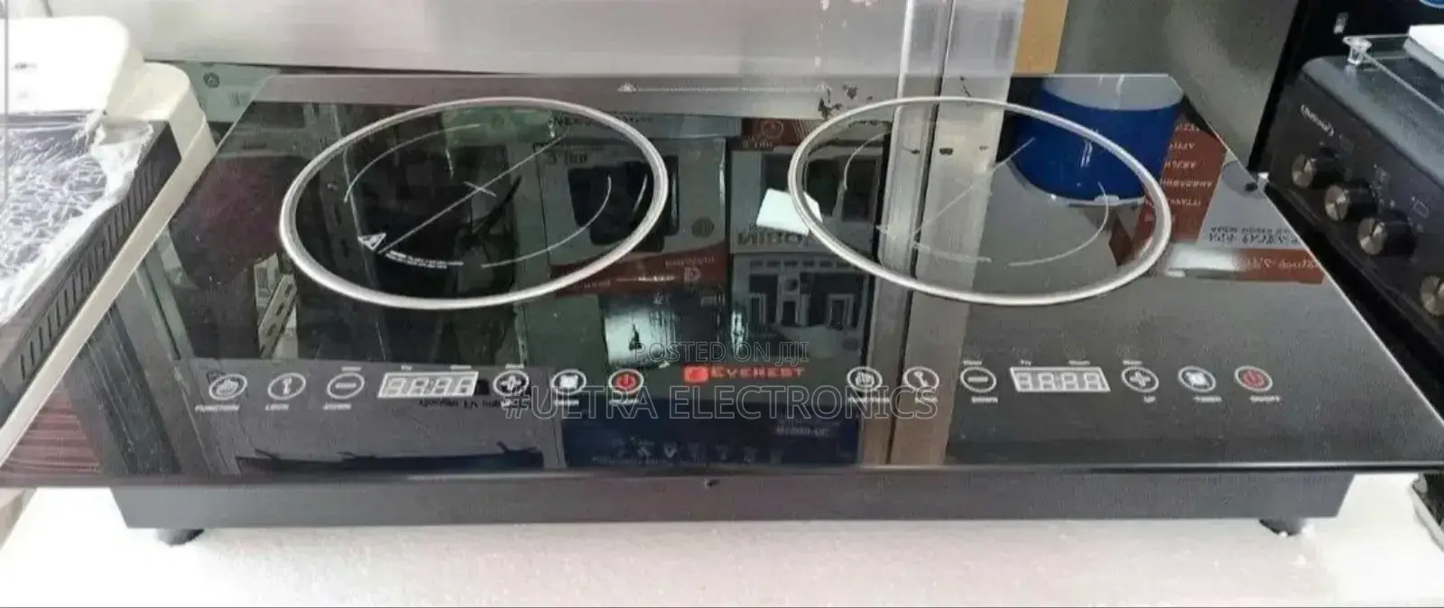 Everest Dual-Burner Induction Cooktop. It Features Two Independent