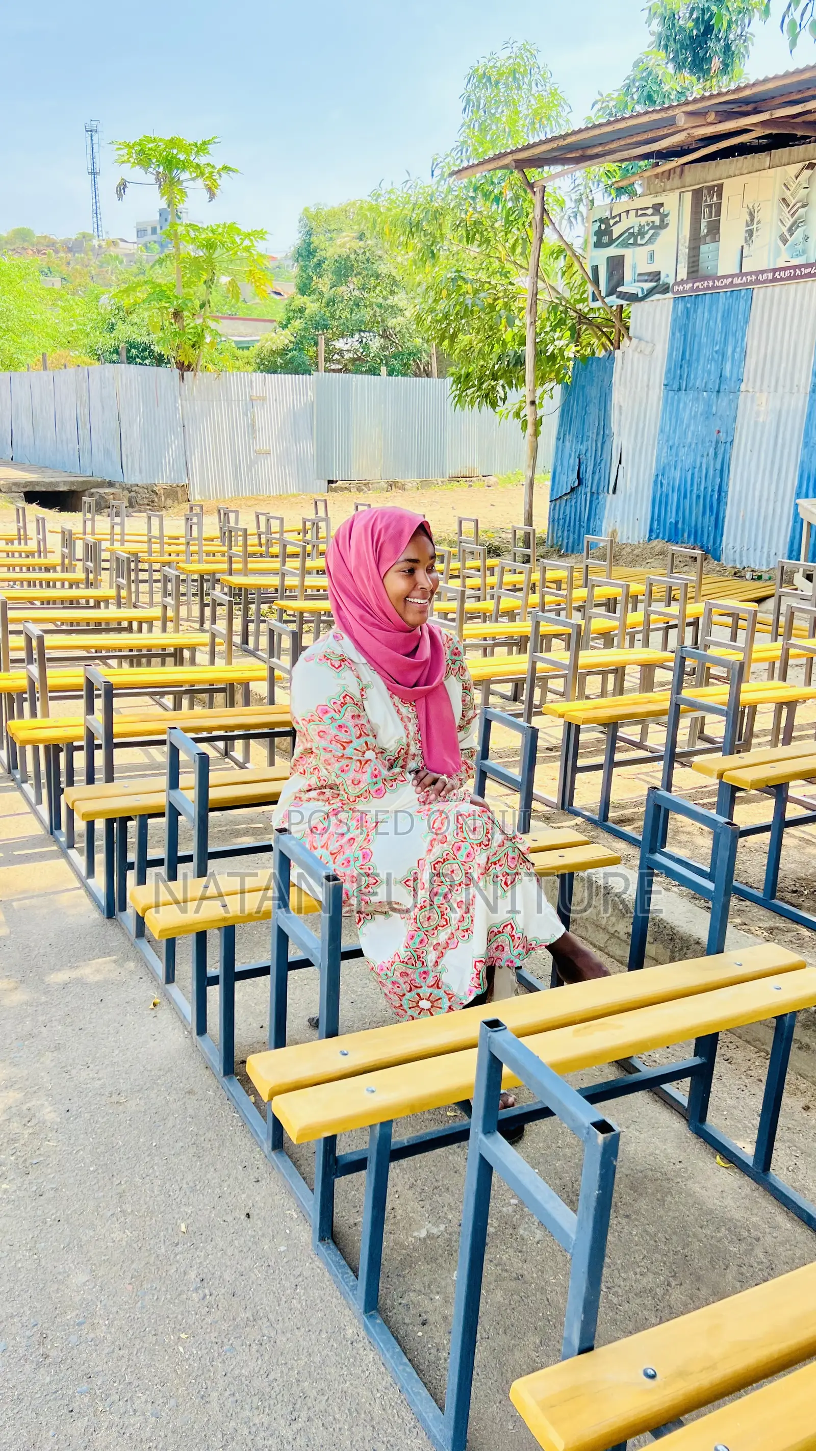 3-Student Combined School Desk Strong, Durable
