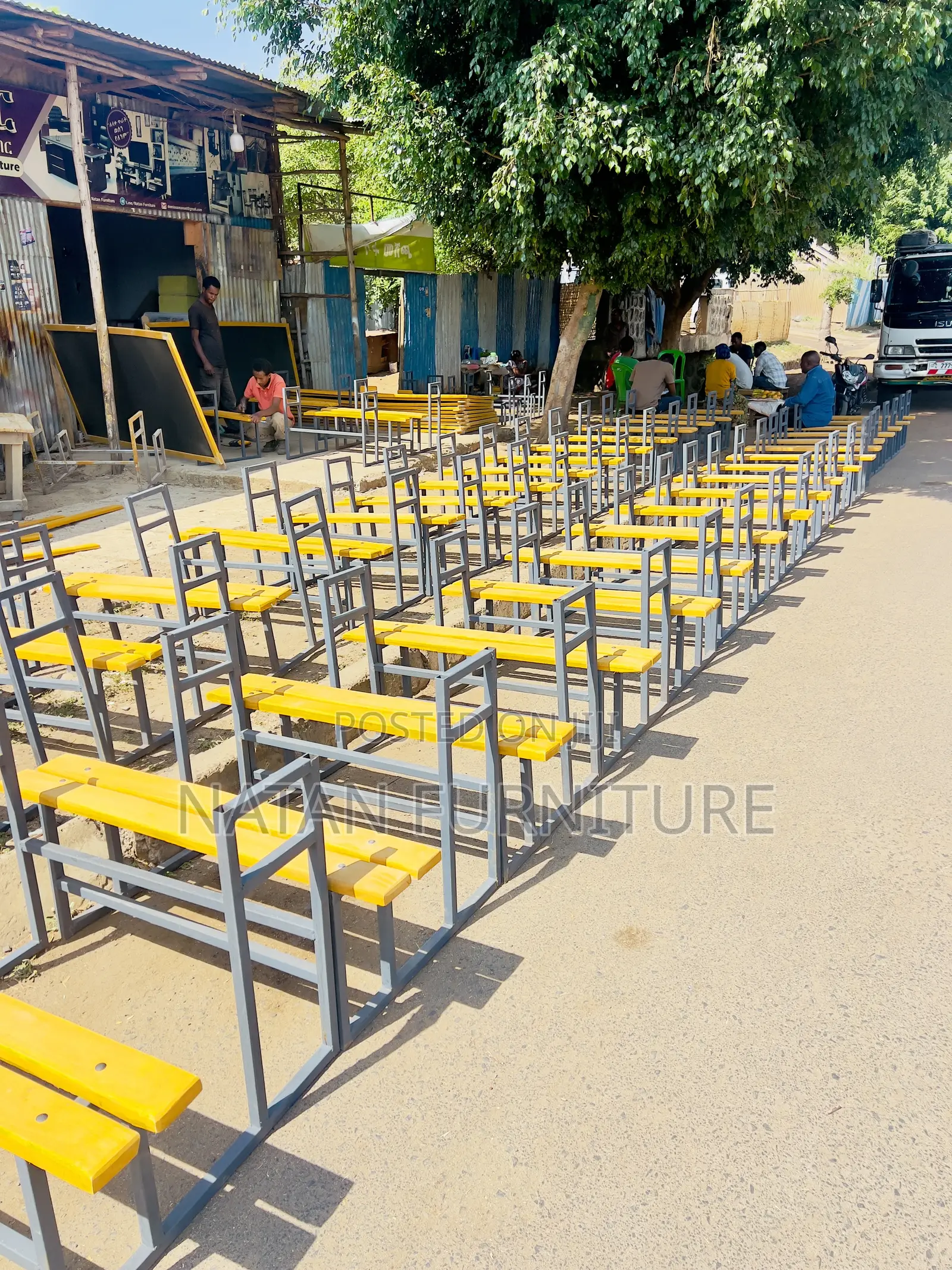 3-Student Combined School Desk Strong, Durable