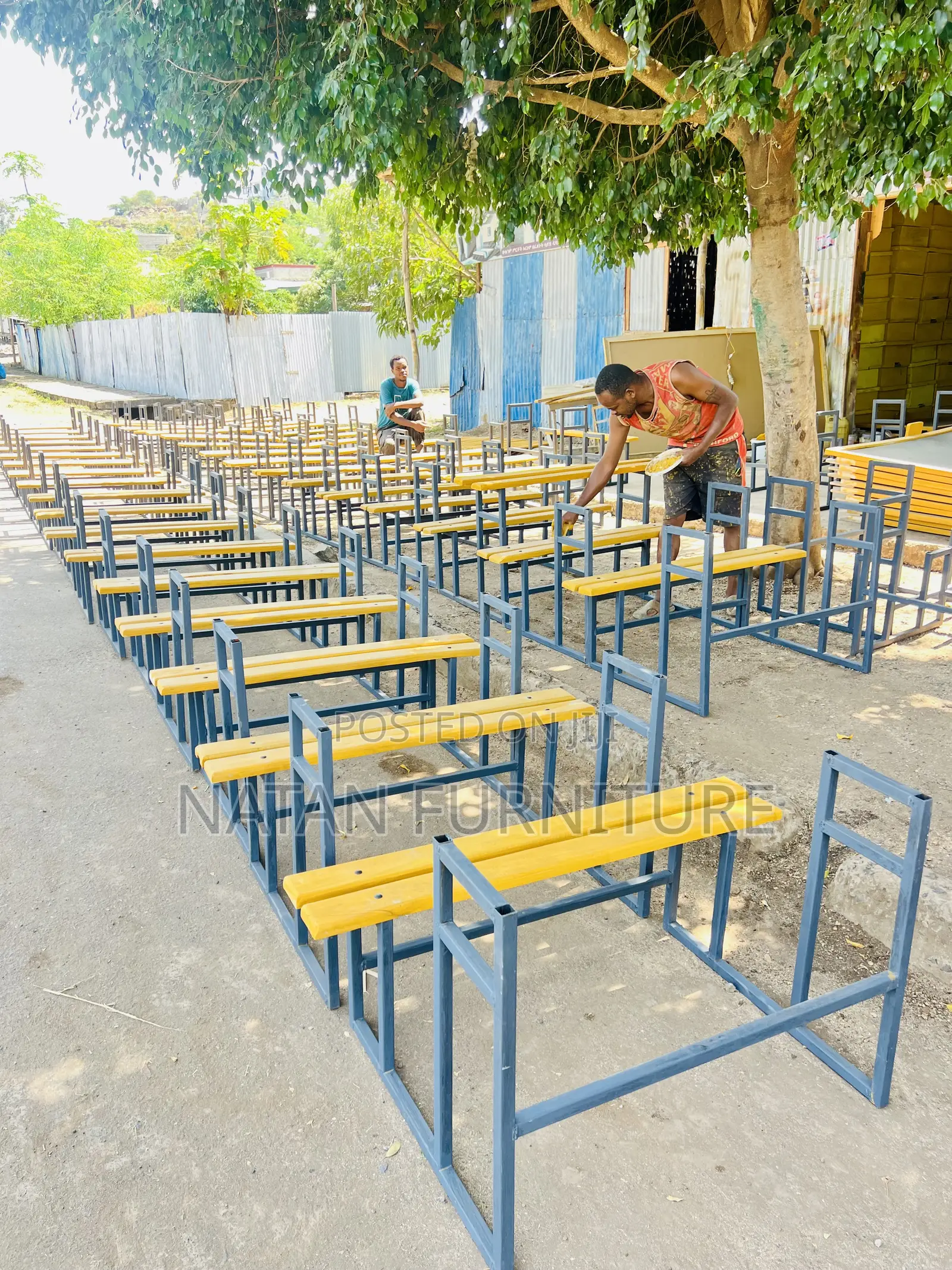 3-Student Combined School Desk Strong, Durable