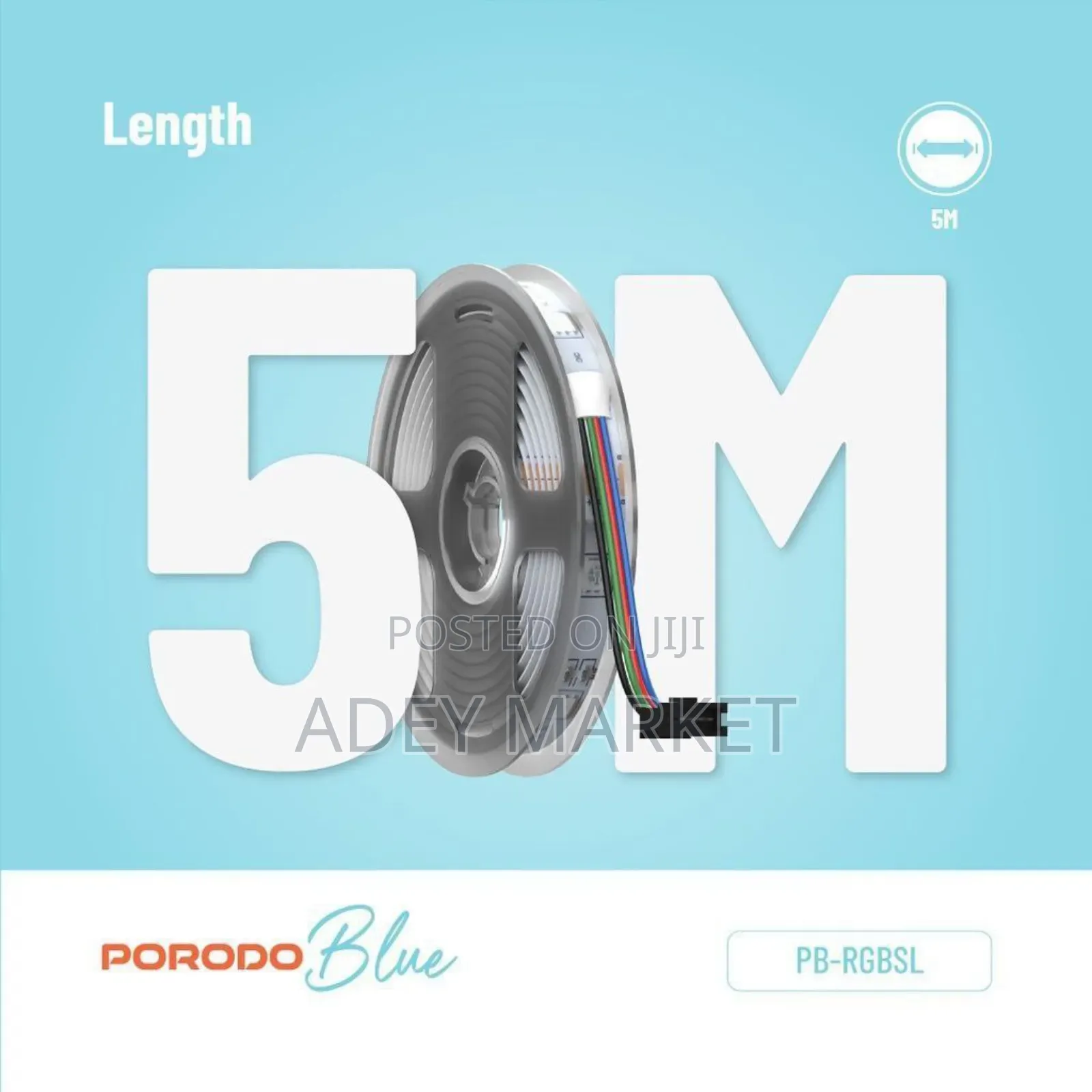 Porodo Blue Sound Reactive RGB Strip Light With Remote Control