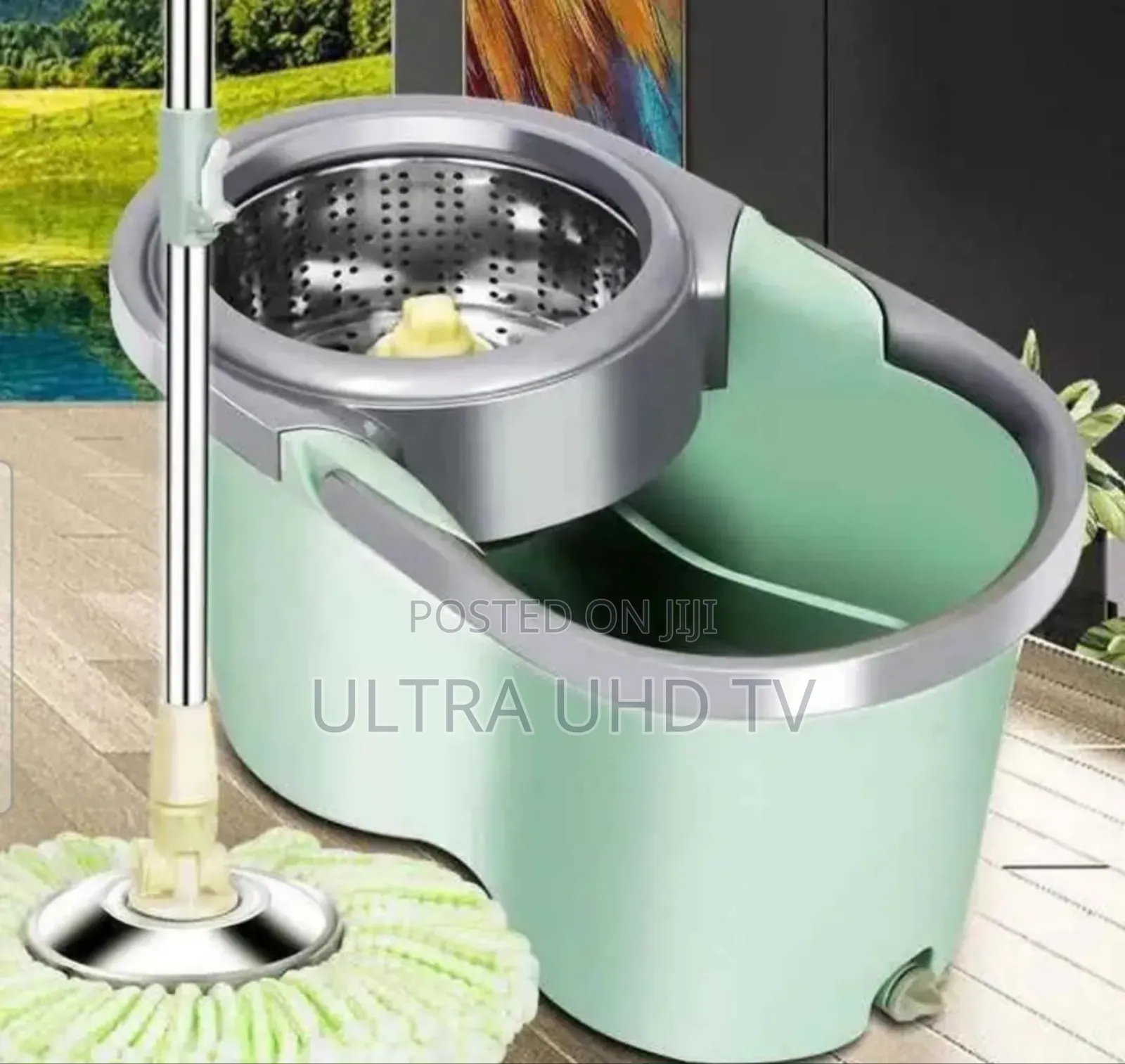 Microfiber Spin Mop and Bucket Set. It Features a 360-Degree