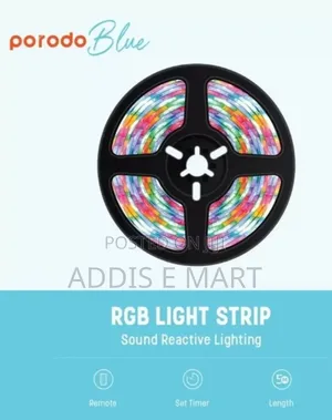 Porodo Blue Sound Reactive RGB Strip Light With Remote Control