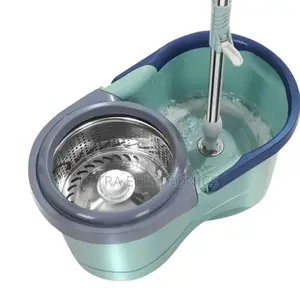Spin Mop And Bucket Set With A Stainless Steel Spin Chamber.