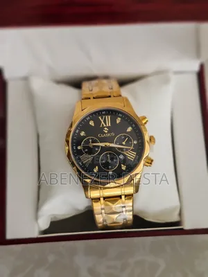 Gold-Tone Stainless Steel "Clasico" Chronograph Watch.