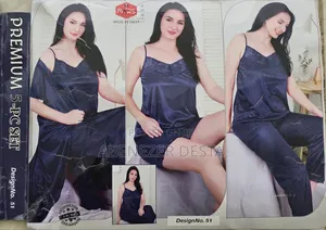 Navy Blue Pygma 5set-Piece High Quality Sleepwear