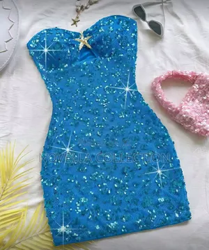 Women's Sexy Strapless Ruched Metal Starfish Decor Bodycon Mini Dress