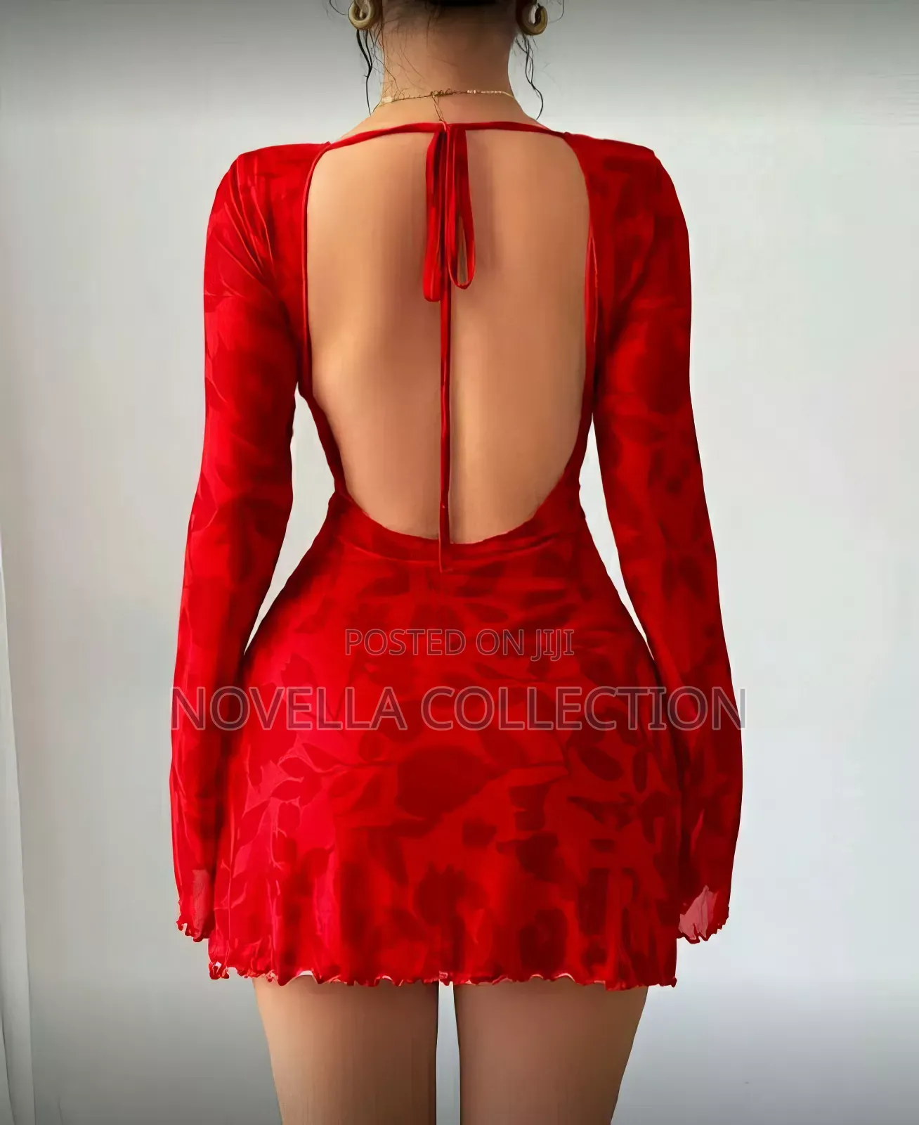 Women's Floral Print Backless Flare Sleeve Mini Dress,Summer Dresses