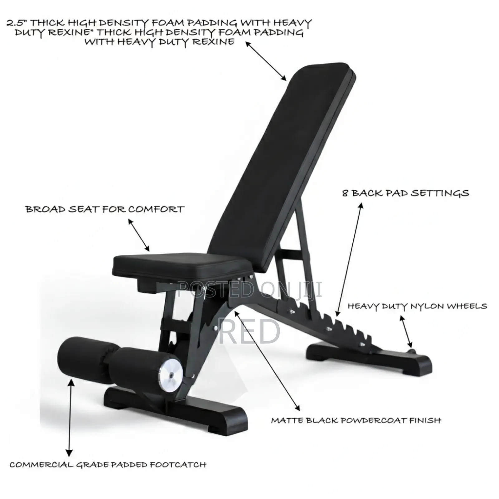 Miracle Fitness ሁለገብ የስፖርት መቀመጫ Bench Adjustable Incline/Decline)