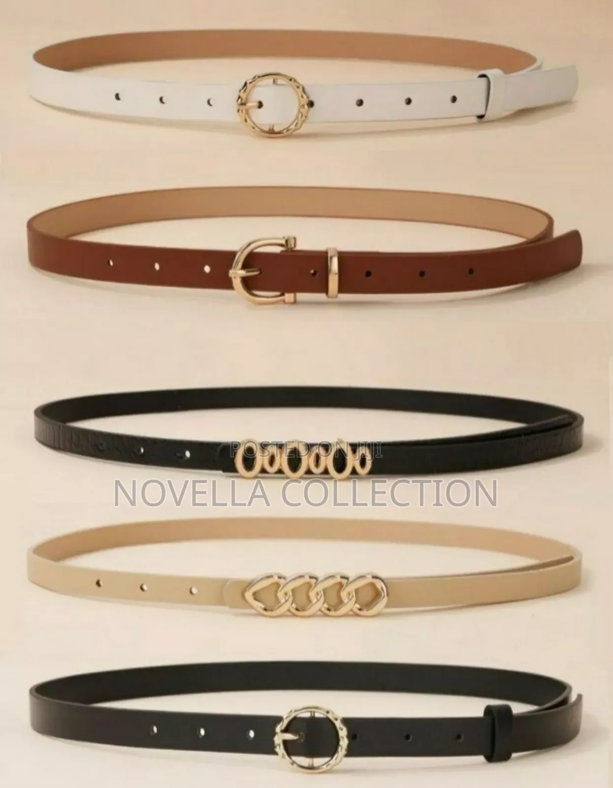 5pcs Women's Minimalist Elegant Different Color Buckle Belt