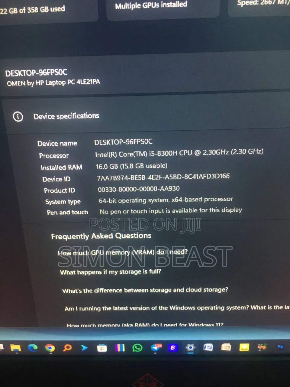 Laptop HP Omen 15 16GB Intel Core I5 HDD+SSD 1T