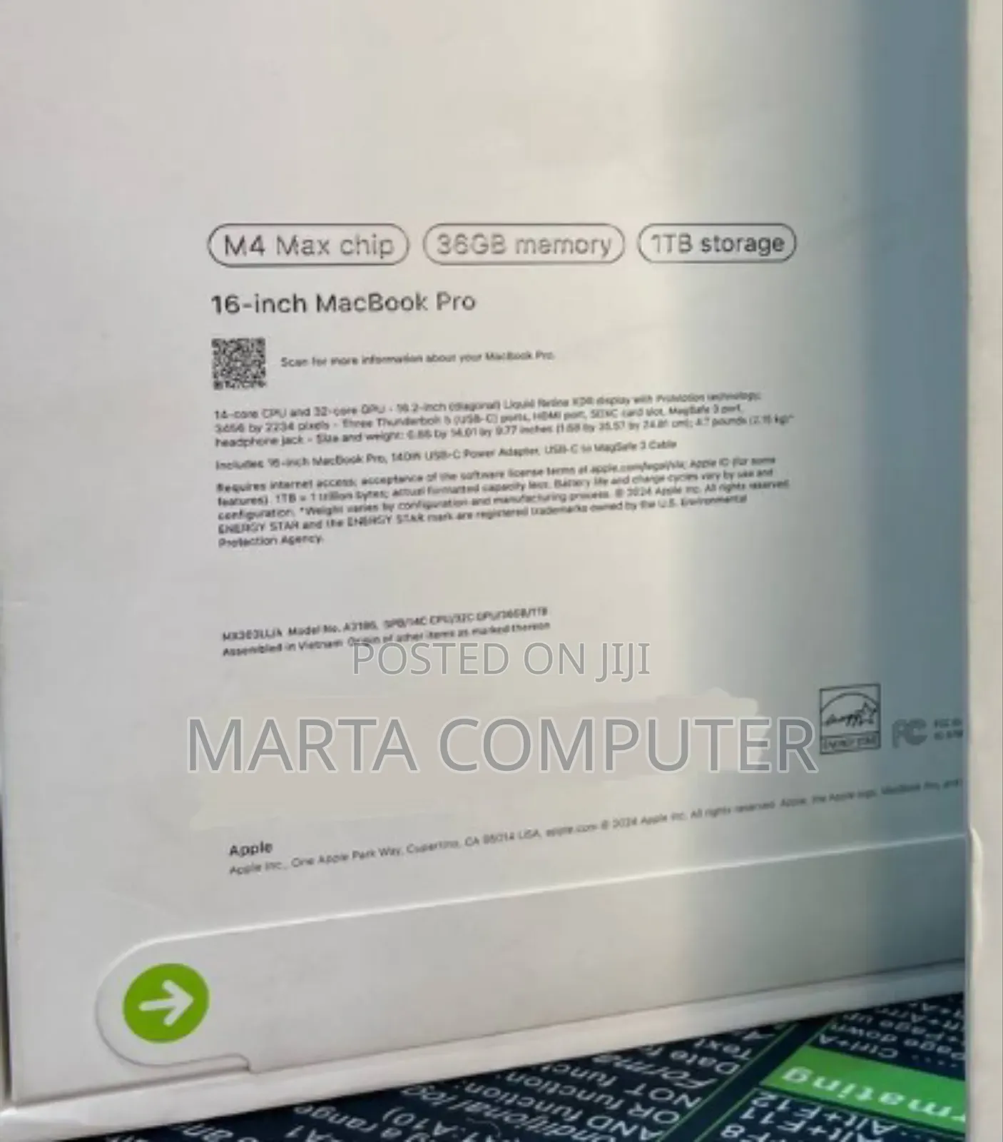 New Laptop Apple MacBook Pro 36GB Apple M4 Max SSD 1T