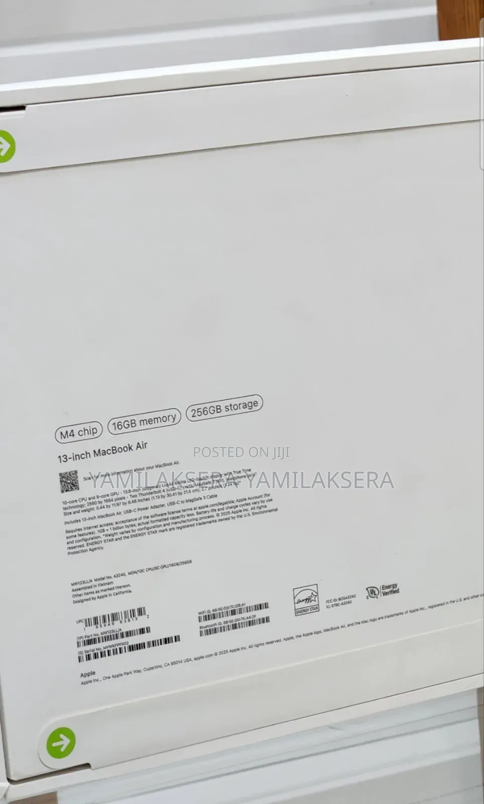 New Laptop Apple MacBook Air 2025 M4 15-Inch 16GB Apple M4 SSD 256GB