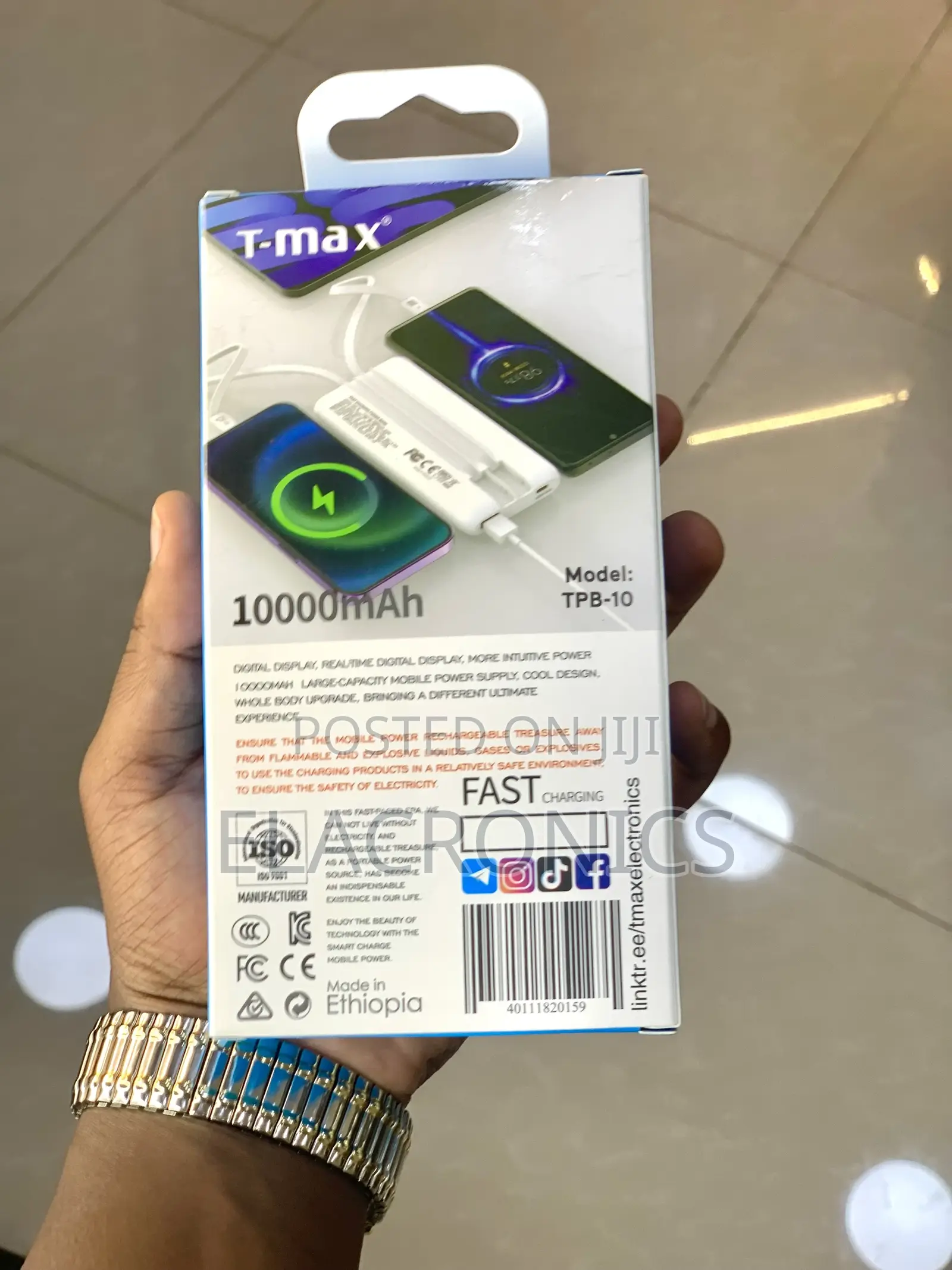 10000 Mah Power Bank With Type C and Ios Line