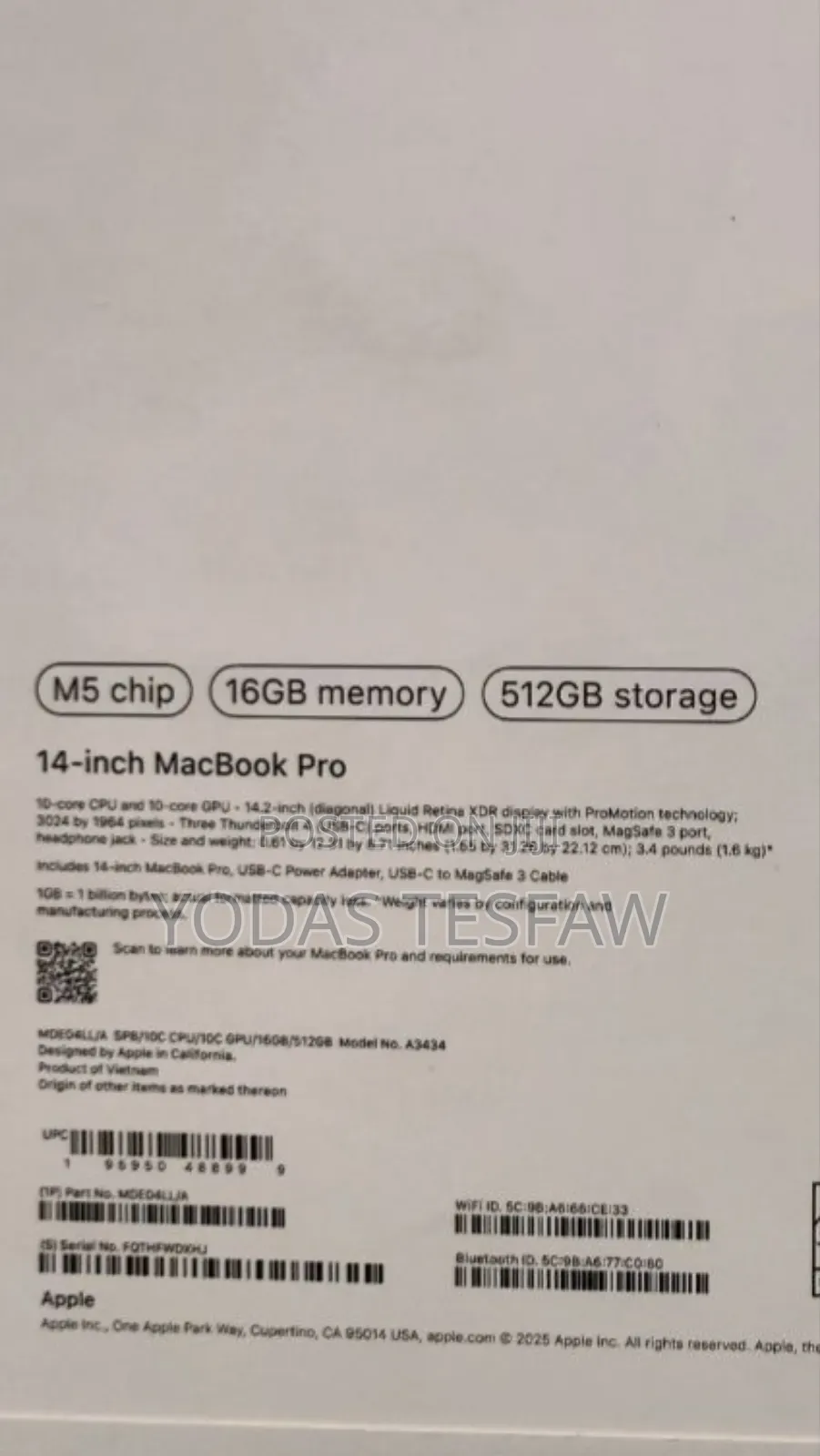 New Laptop Apple MacBook Pro M1 16GB Intel Core I7 SSD 512GB