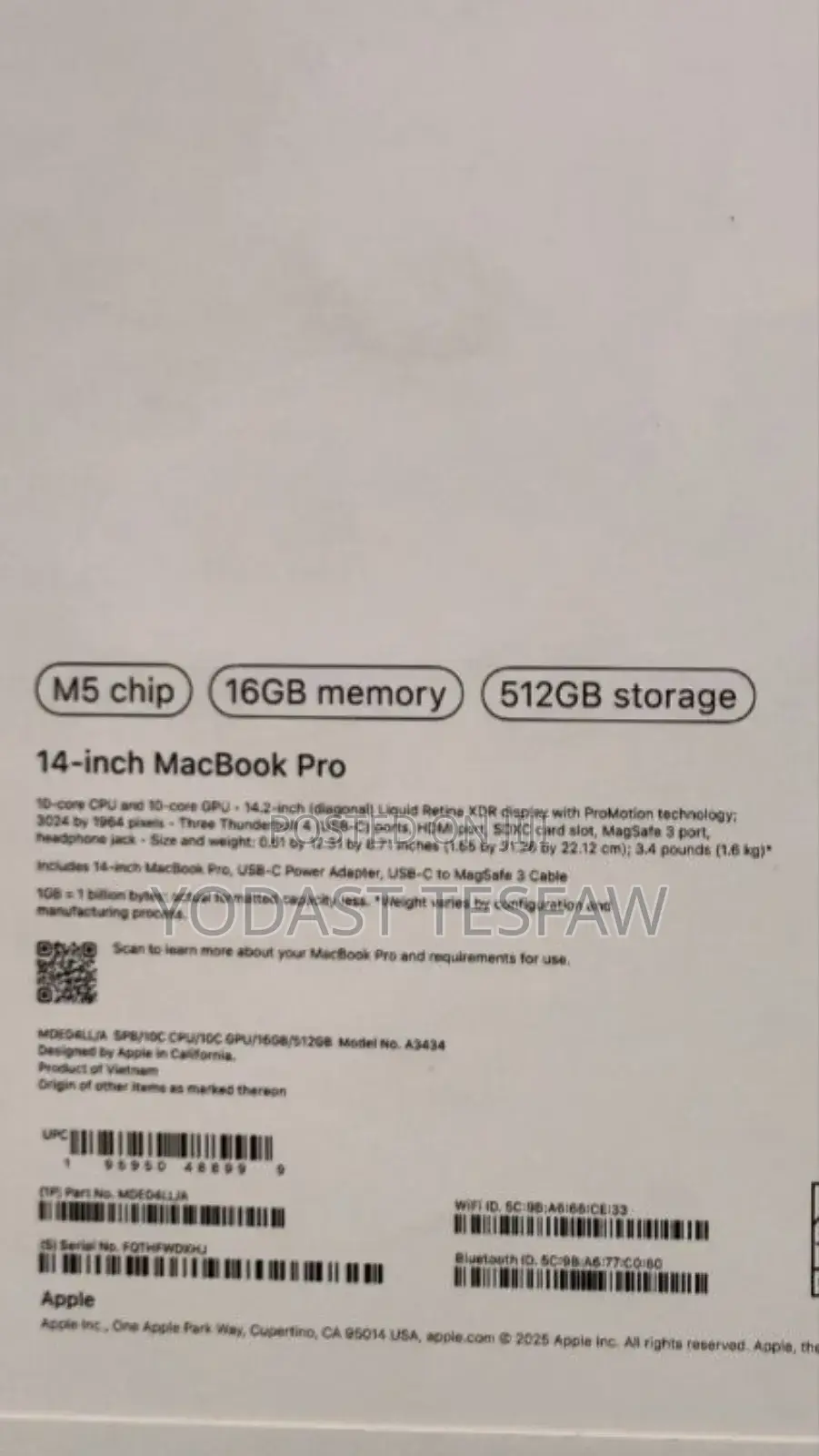 New Laptop Apple MacBook Pro M1 16GB Intel Core I7 SSD 512GB