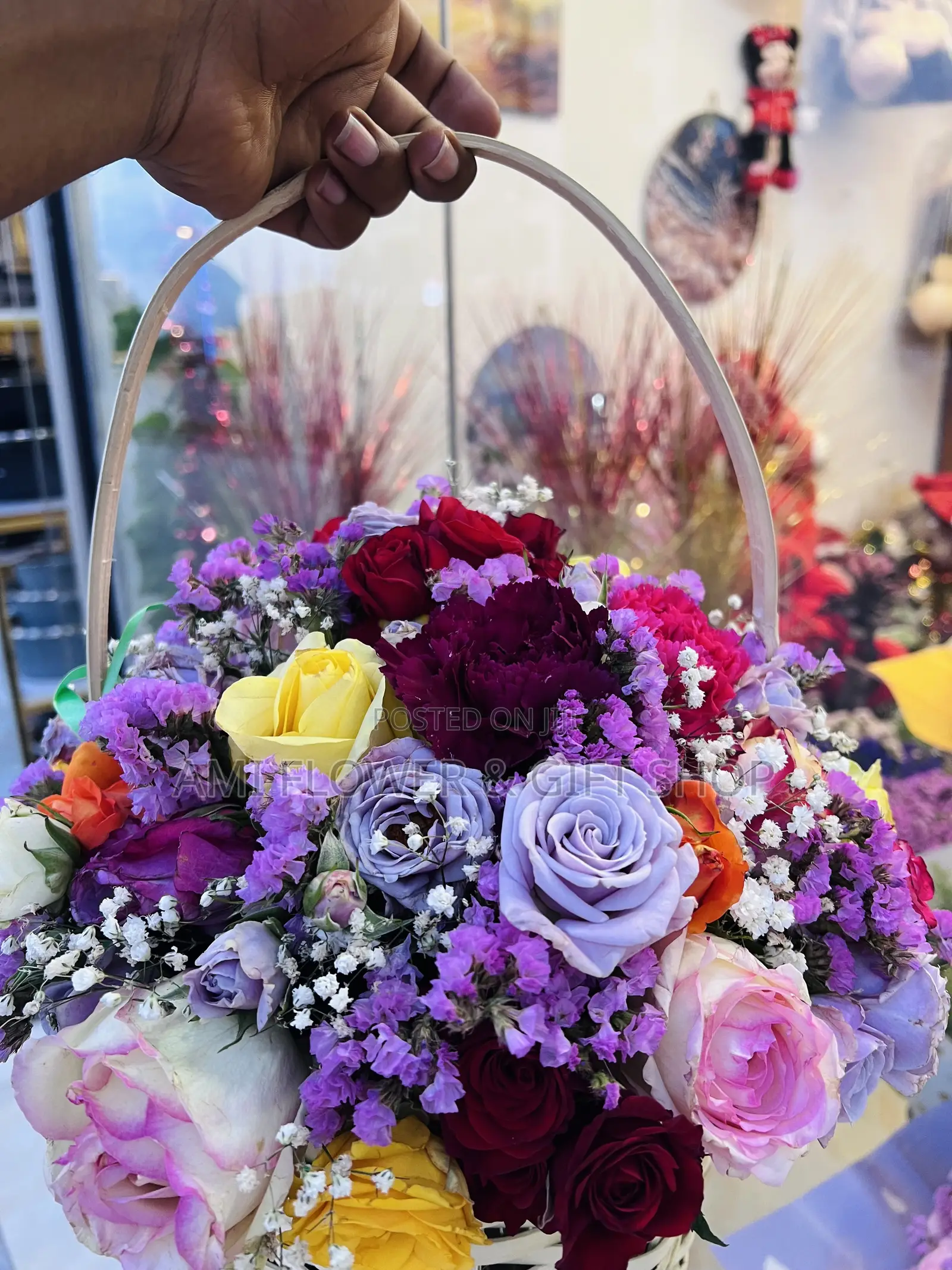 Mixed Rose Flower Basket