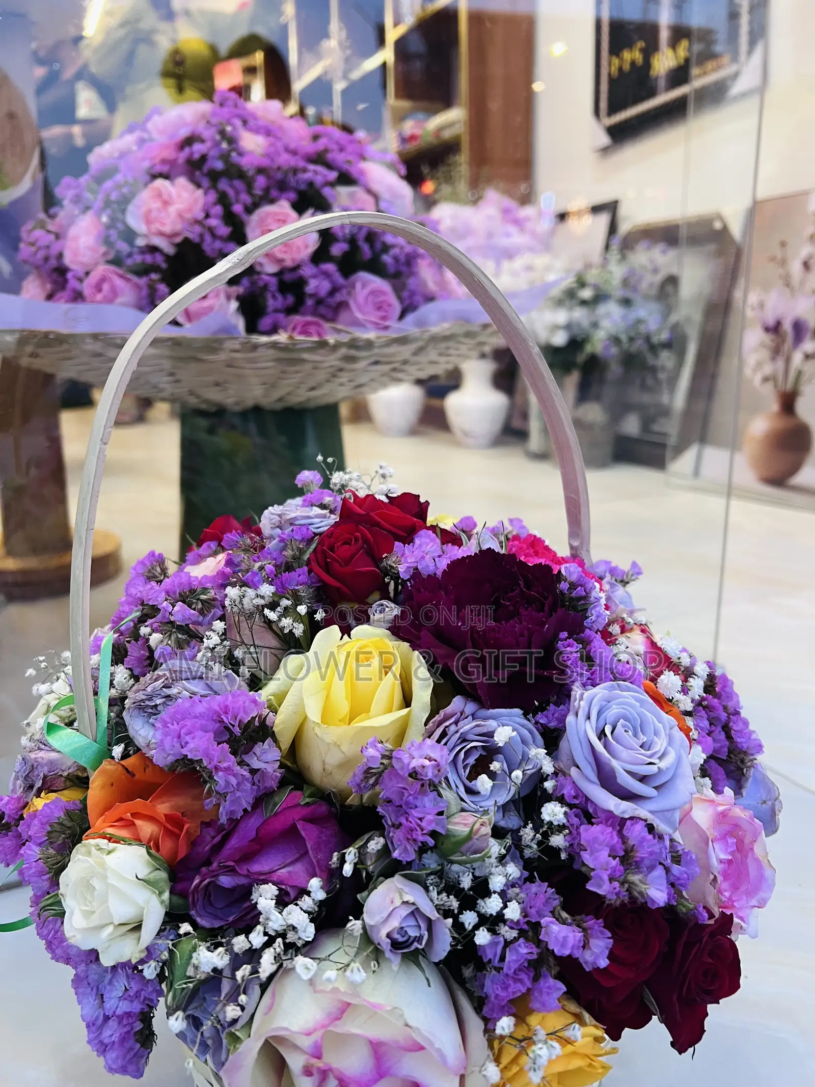 Mixed Rose Flower Basket