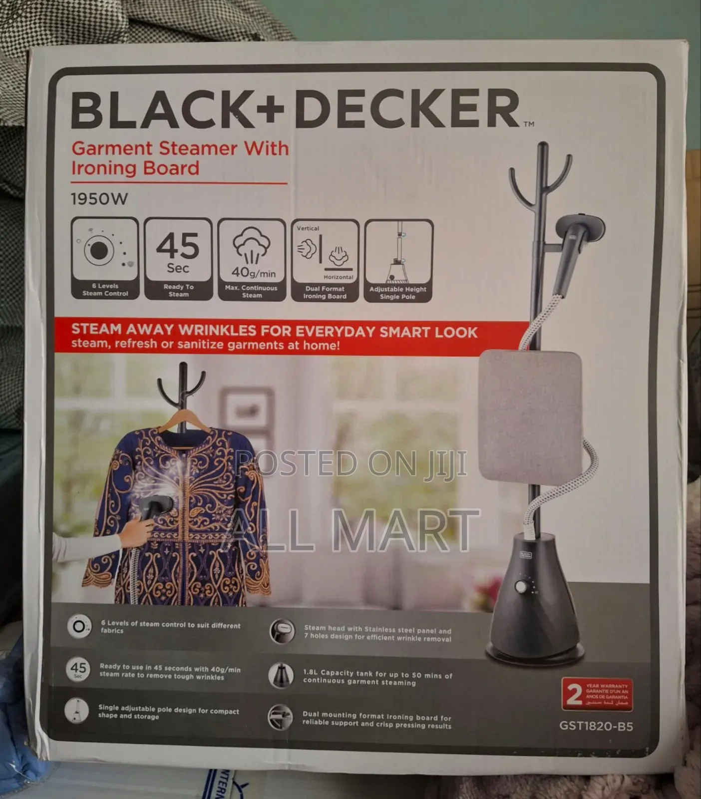 Black Decker 1950w Vertical Garment Steamer