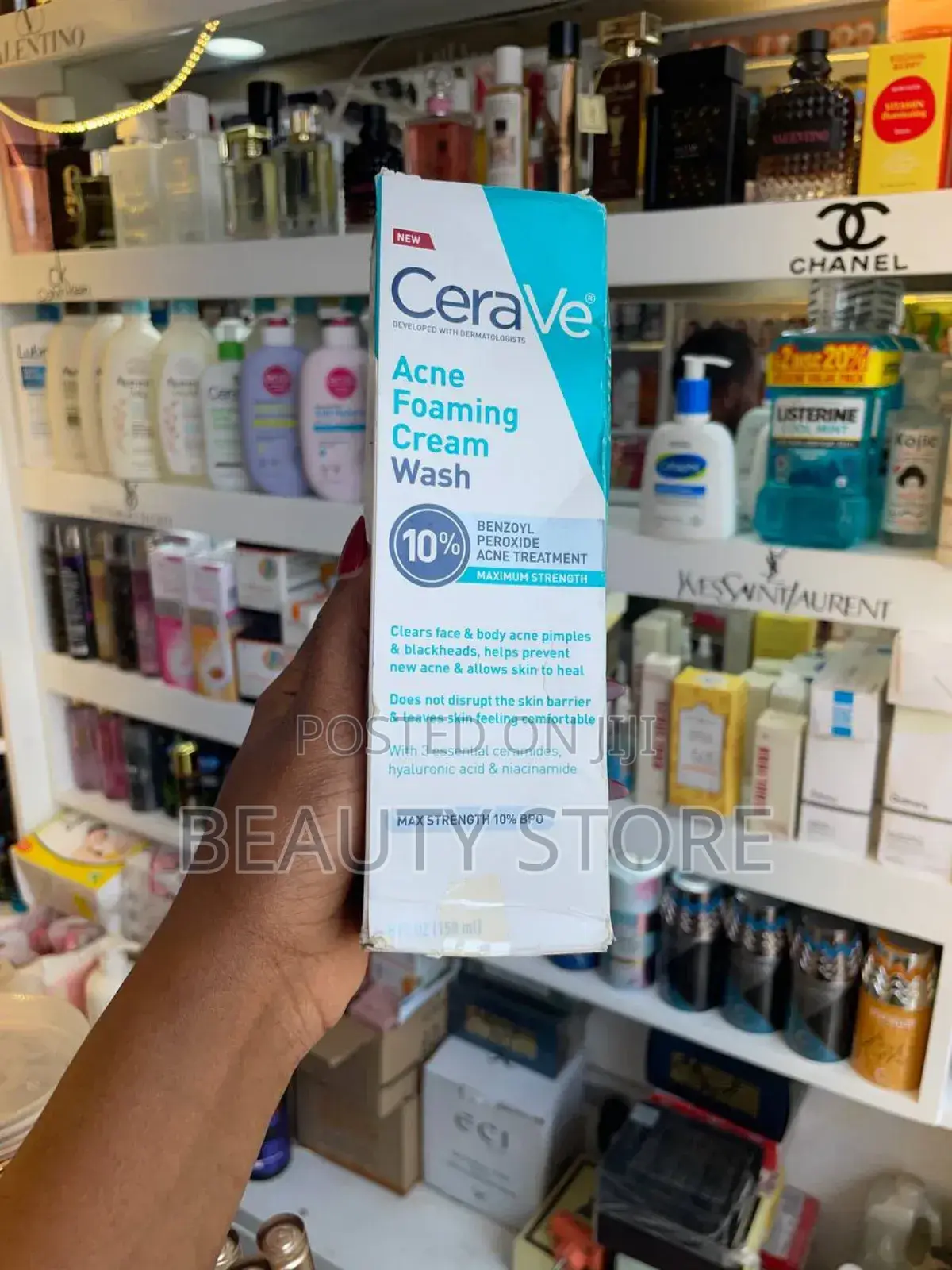 Cerave Acne Foaming Cream Wash With 10% and 4% Benzoyl Peroxide.