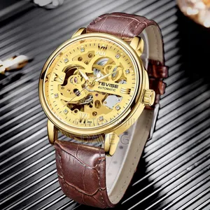 Men's Watches Automatic Mechanical Skeleton Watch Genuine Leather