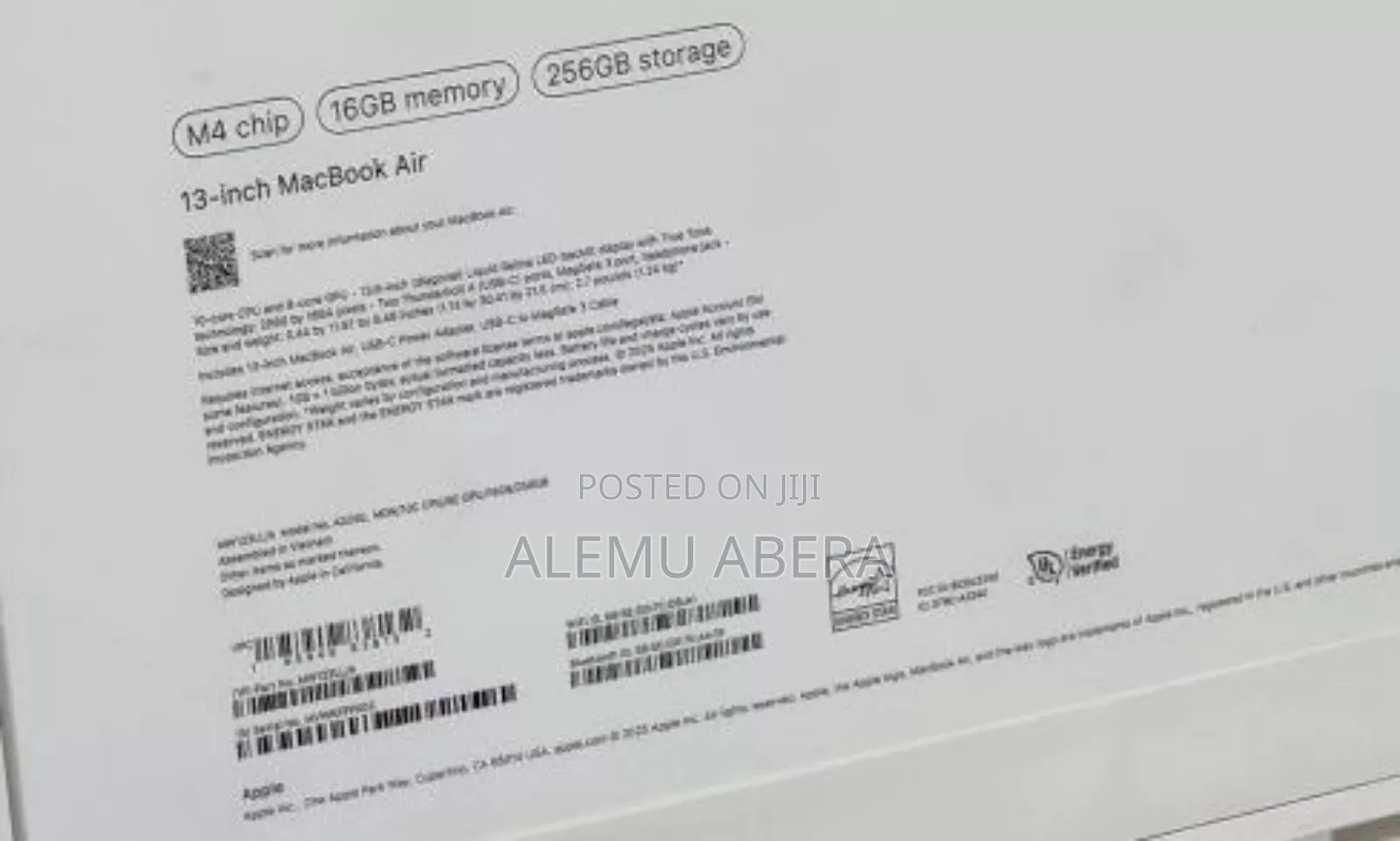 New Laptop Apple MacBook Air 2025 M4 13-Inch 16GB SSD 512GB