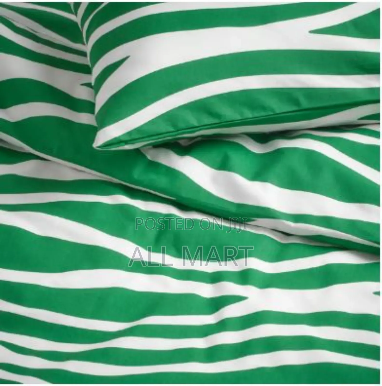 Ikea Portlakmålladuvet Cover and 2 Pillowcases, Green/White,