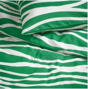 Ikea Portlakmålladuvet Cover and 2 Pillowcases, Green/White,