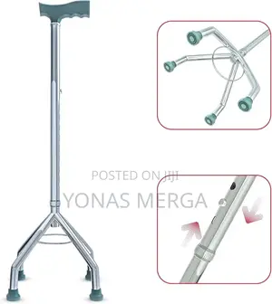 Walking Cane皺勾 With 4 Base Anti Slip Steel Tube Flexible Walking St