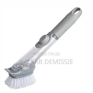 Long Handle Pot Brush የእቃ ማጠቢያ ብሩሽ የራሱ ሳሙና መያዣ ያለዉ