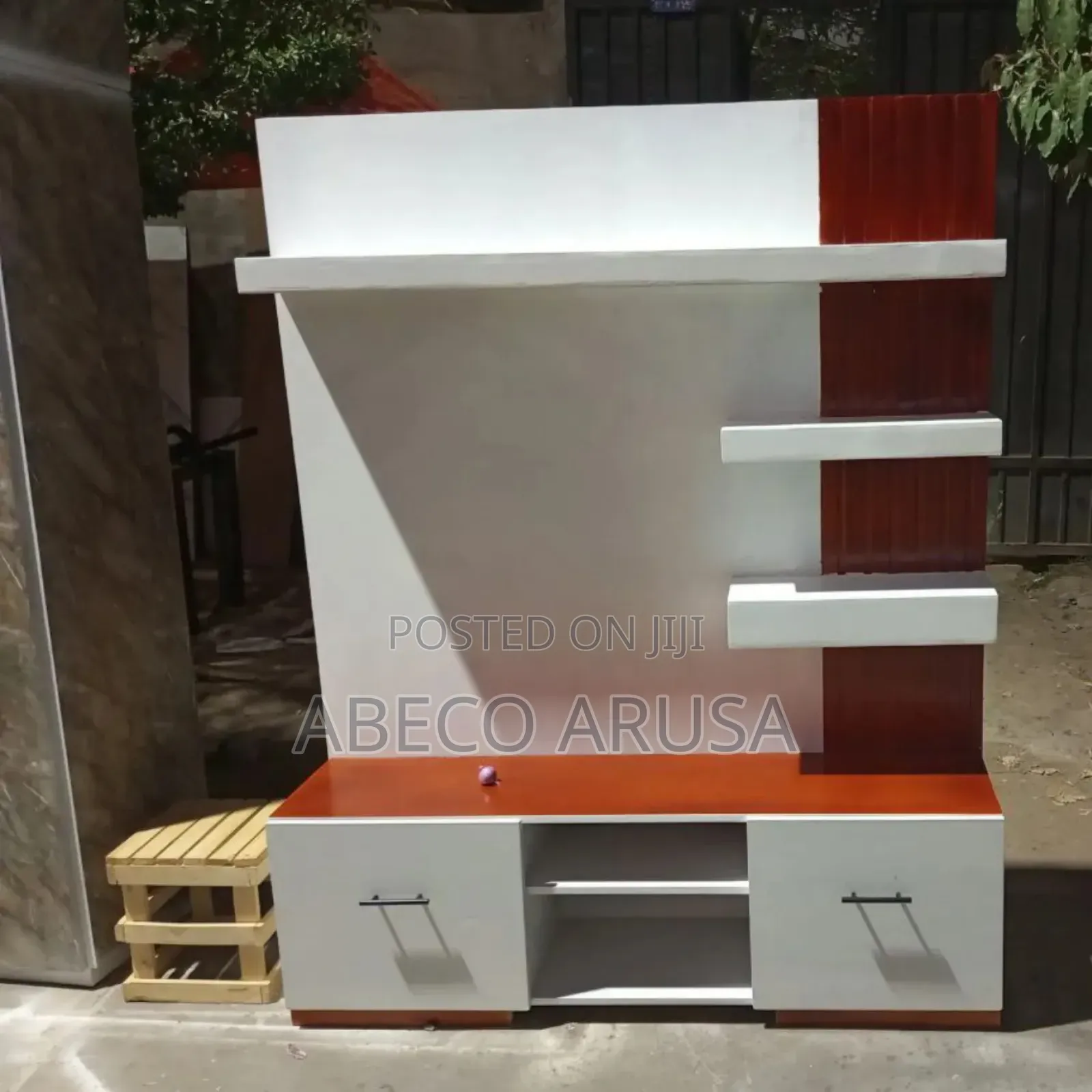 Wooden Tv Stand With Shelves and Drawers