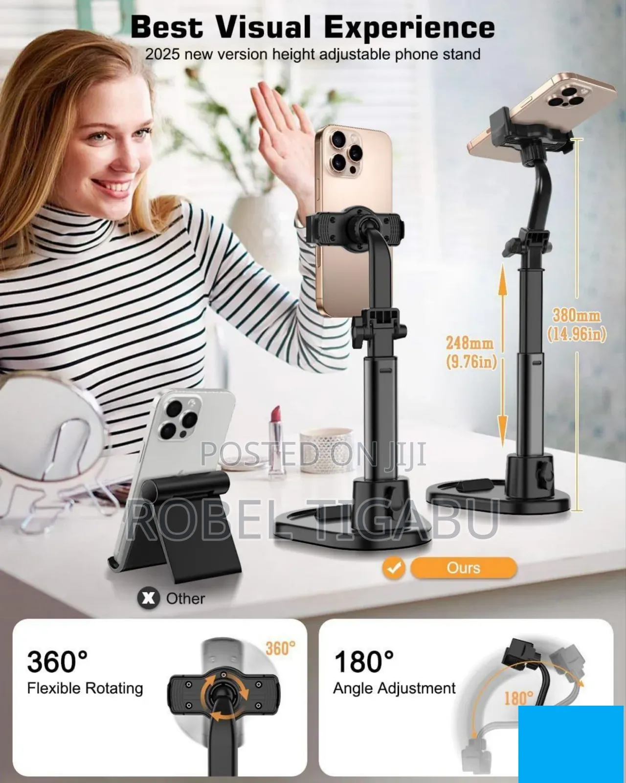 Adjustable Desk Phone Stand (Clamp Type)