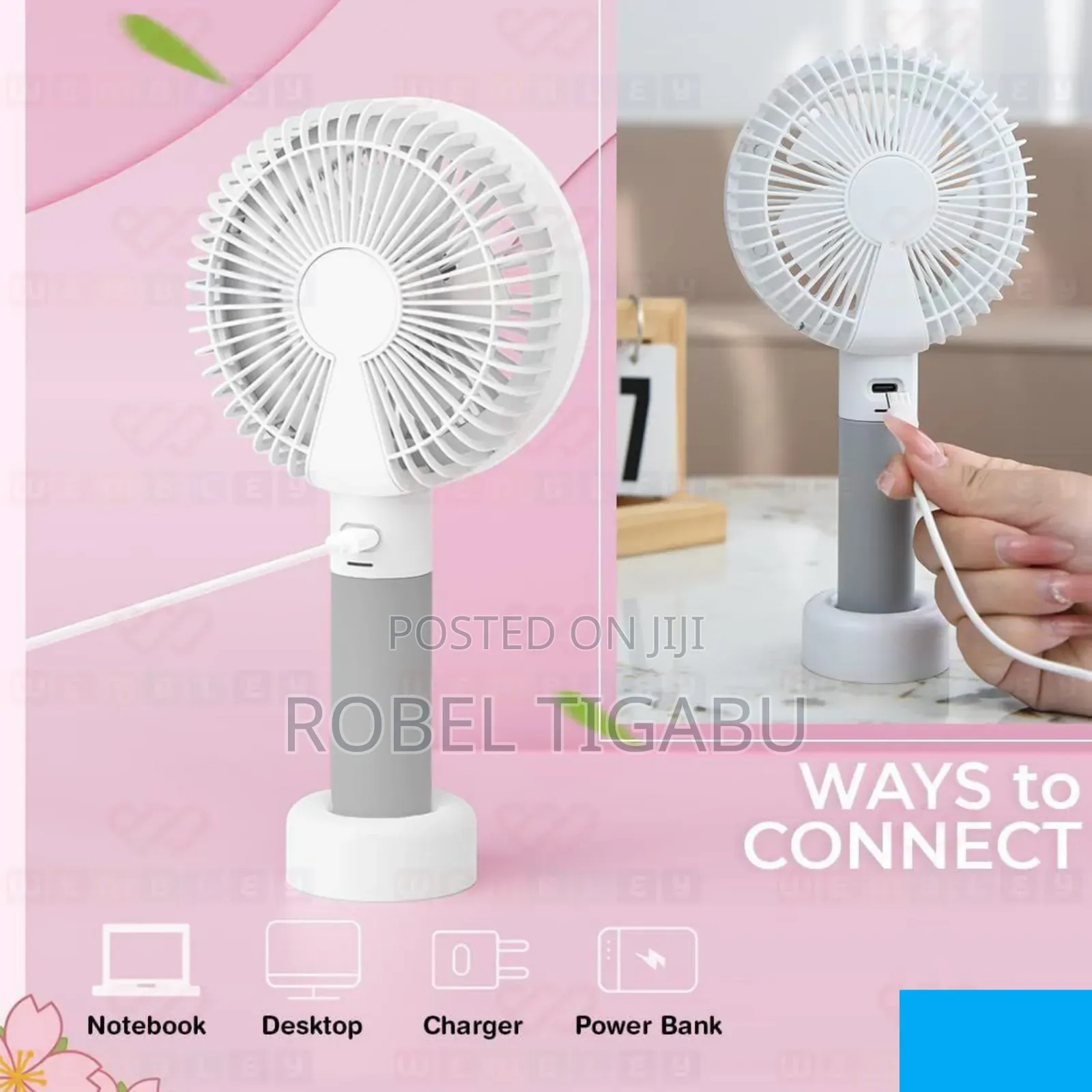 Mini Cartoon Handheld Rechargeable Fan