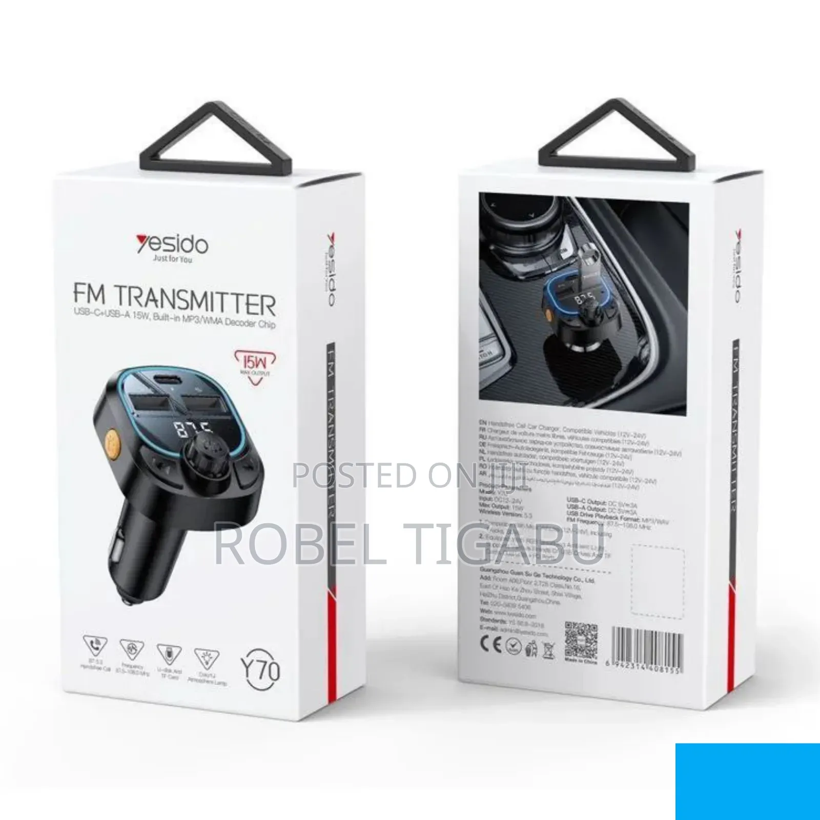 Yesido Y70 Bluetooth Fm Transmitter Car Charger