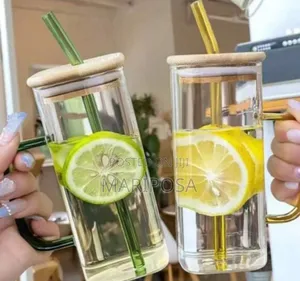 Glass Drinking Mug With Straw
