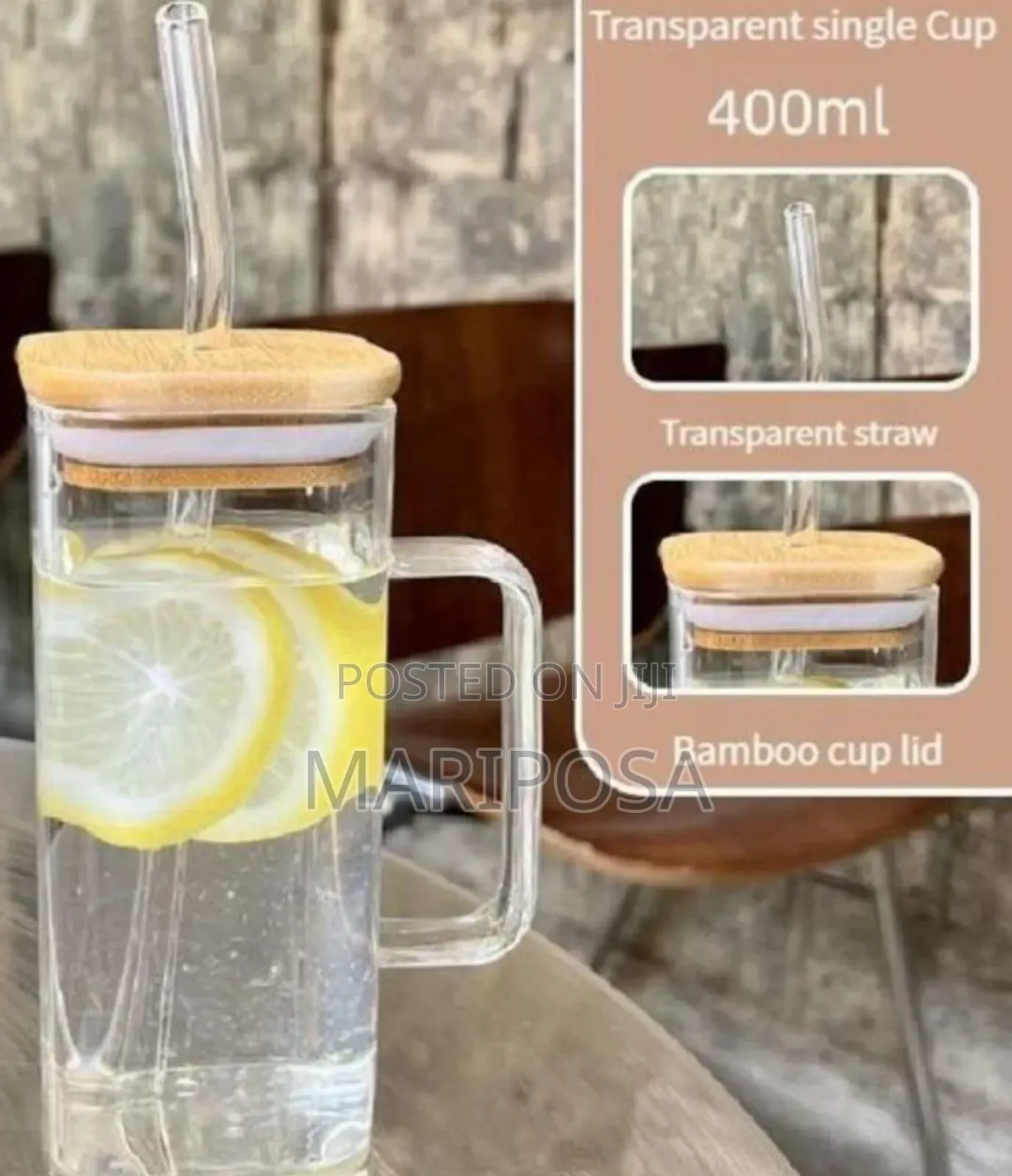 Glass Drinking Mug With Straw