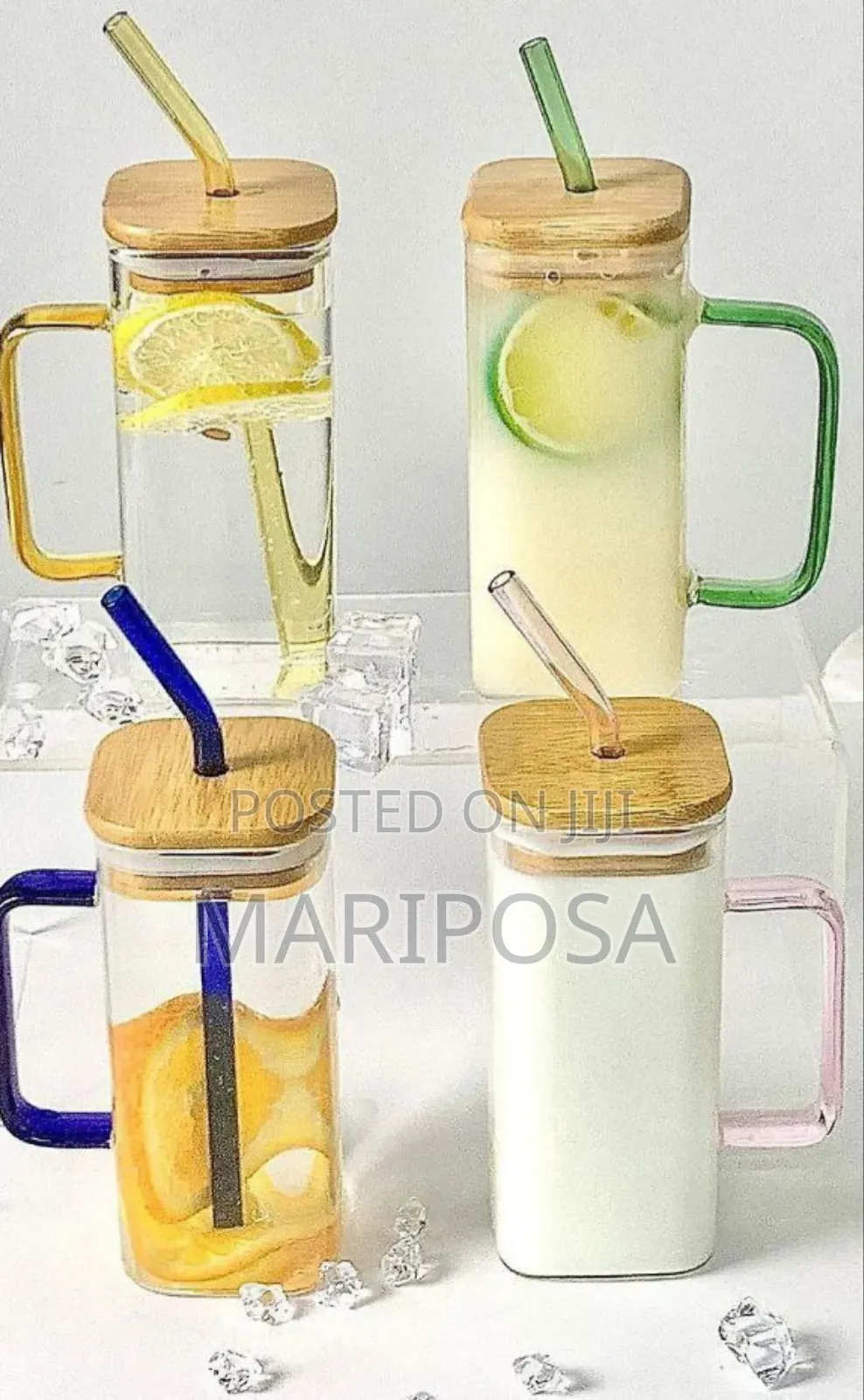Glass Drinking Mug With Straw