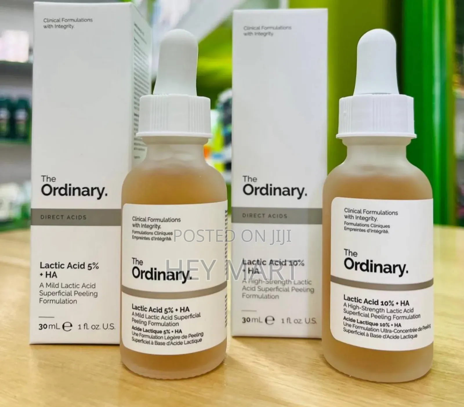 The Ordinary Lactic Acid 5% + Ha and Lactic Acid 10% + Ha Serums.