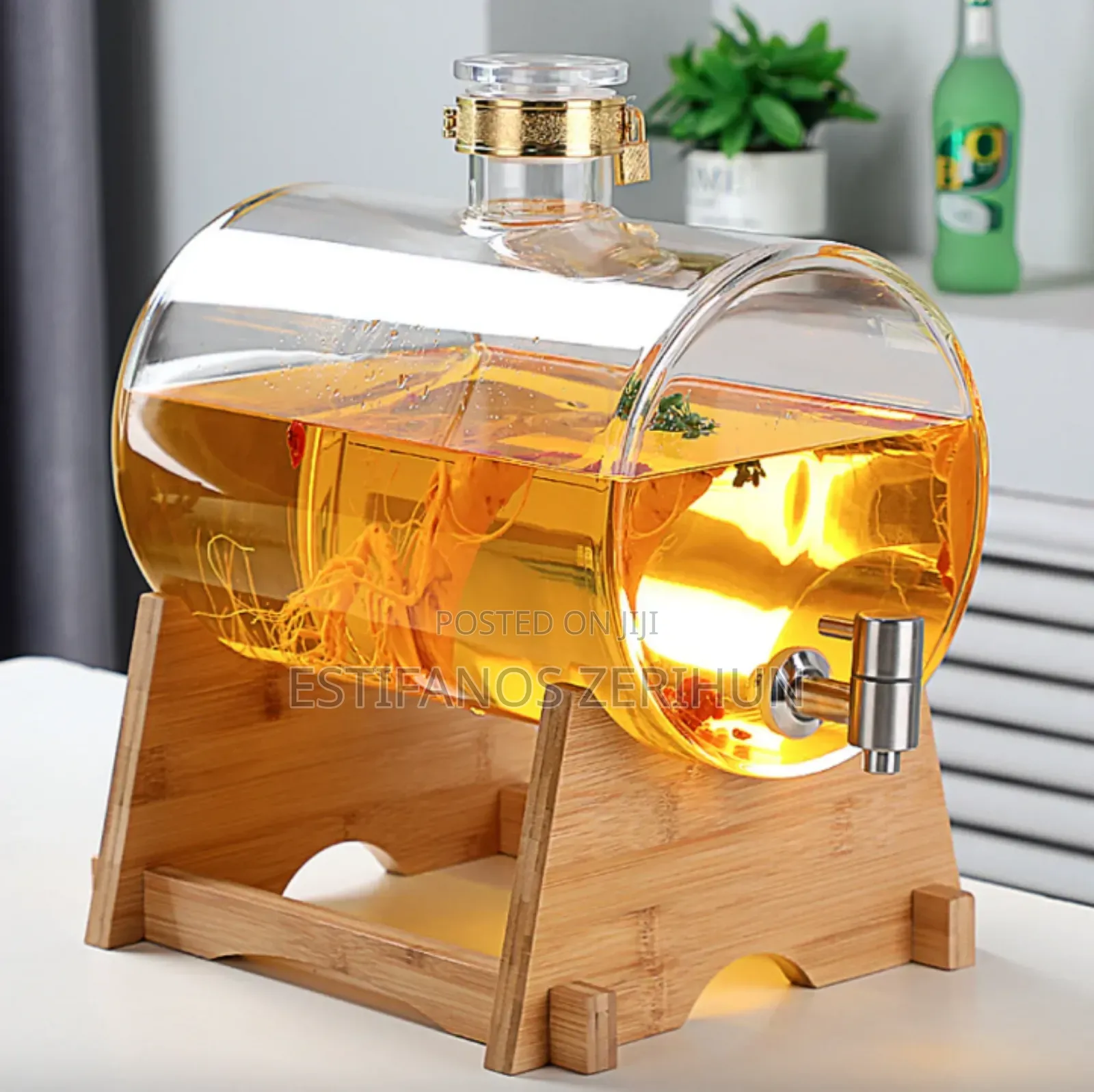 Glass Dispenser Jar With Bamboo Stand