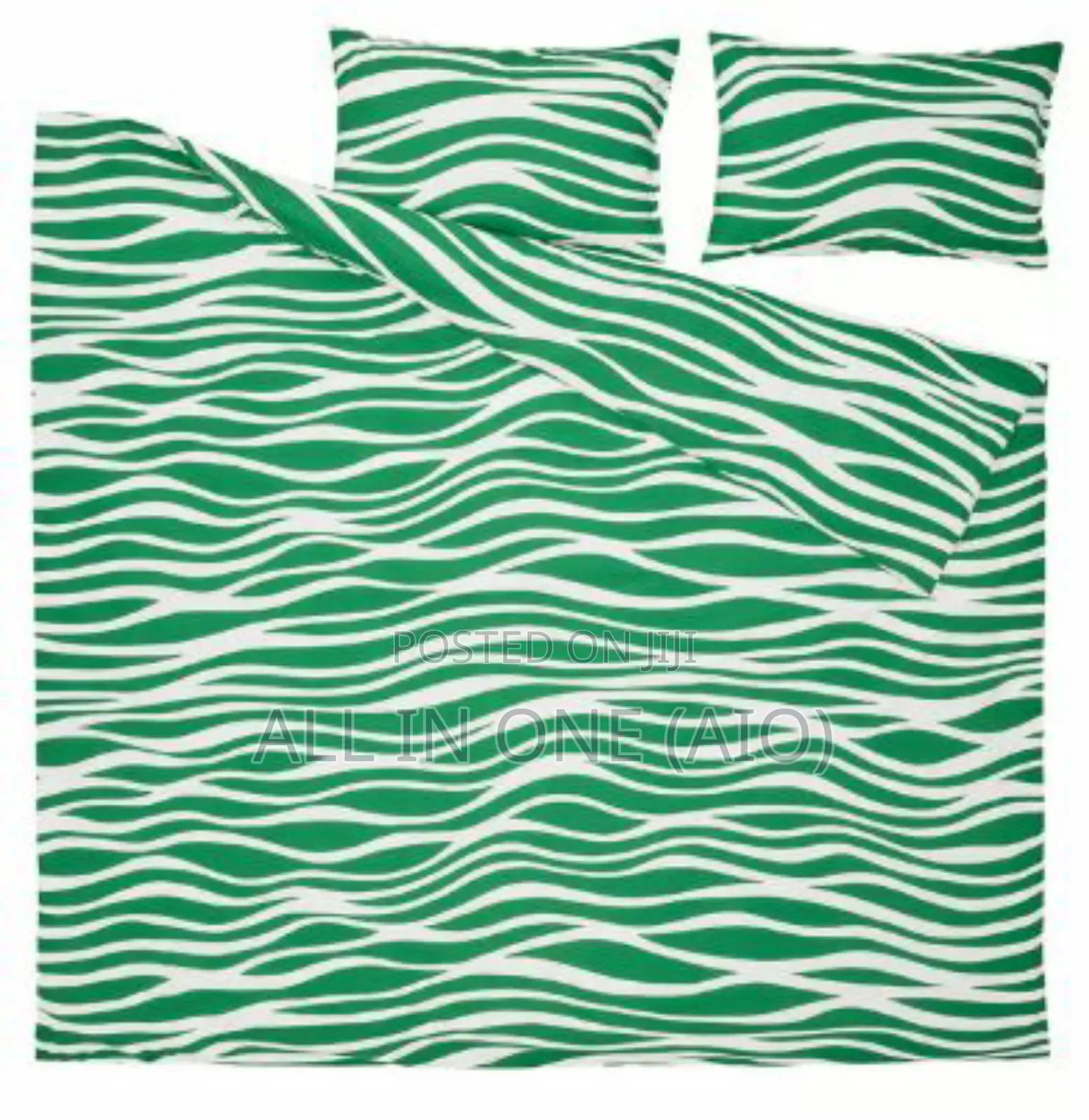 Ikea Portlakmålladuvet Cover Set, Green/White, 240x220/50x80 Cm