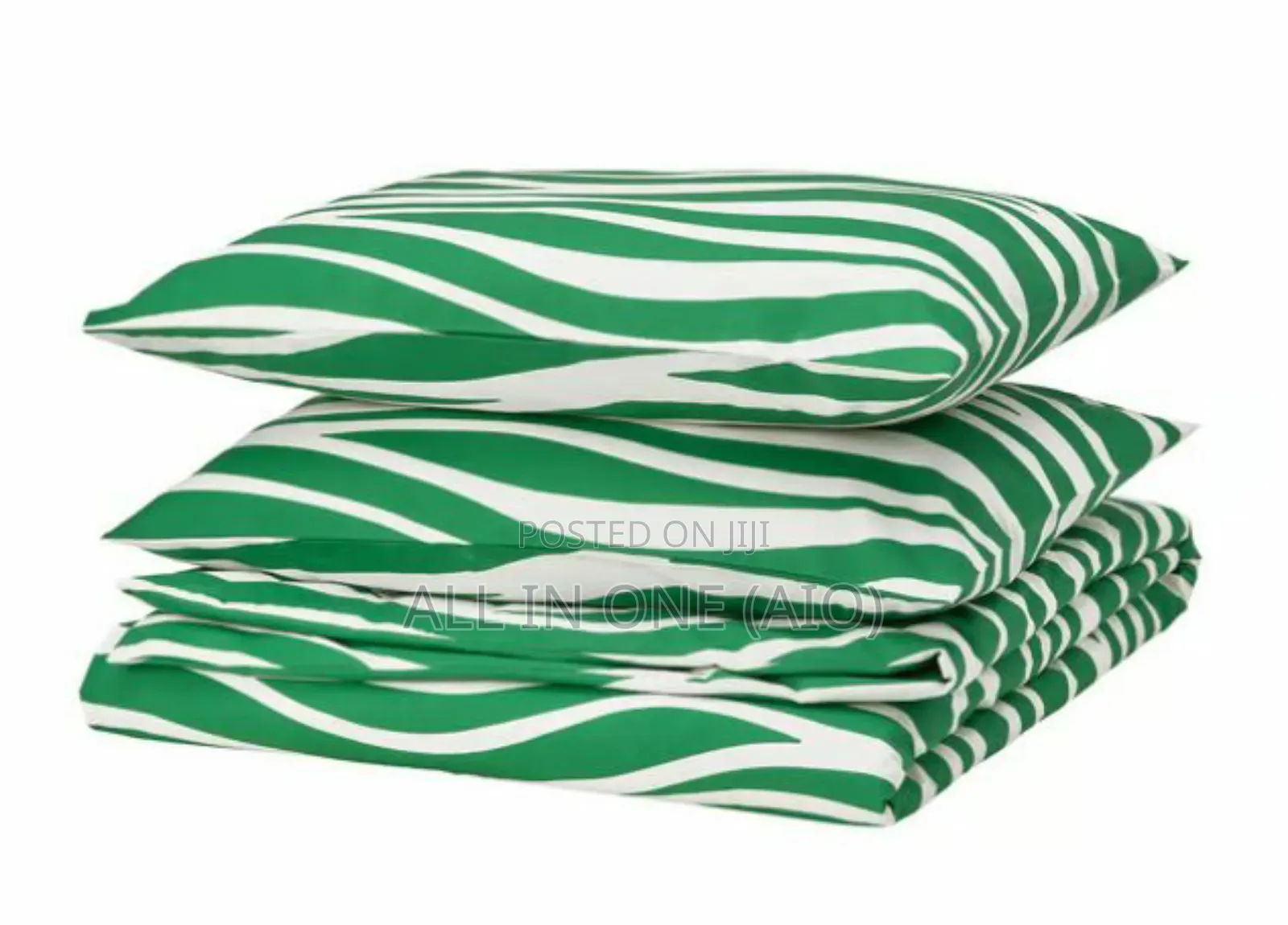 Ikea Portlakmålladuvet Cover Set, Green/White, 240x220/50x80 Cm